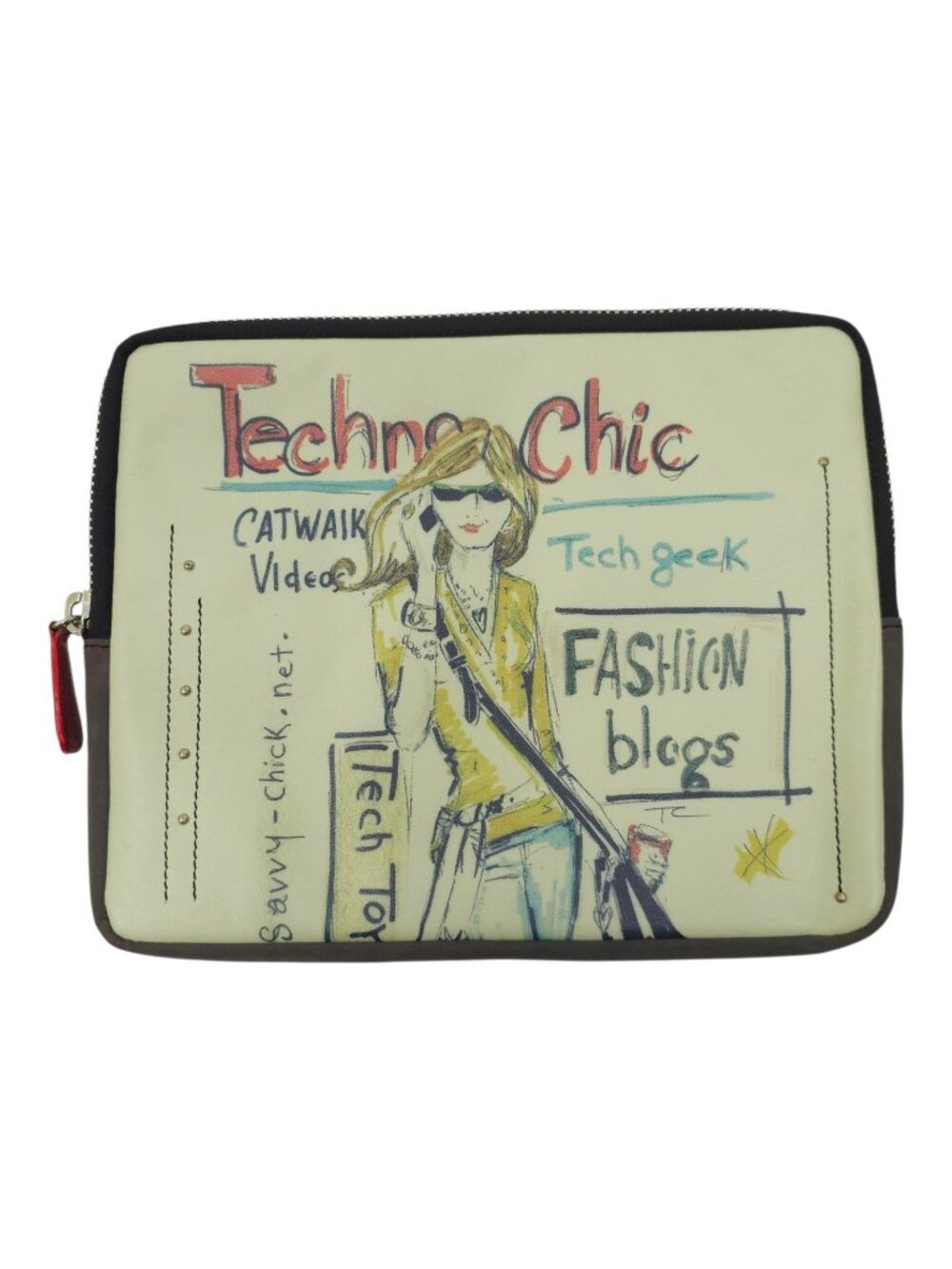 Brighton Fashionista Collection Techno Chic Tablet Case Red Leather Zipper Pull